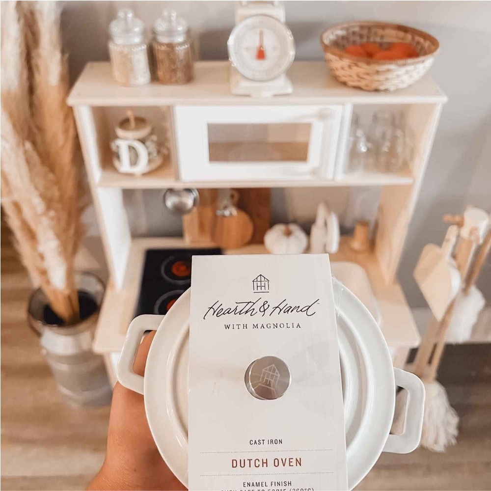 NWT .5qt Enameled Cast Iron Mini Dutch Oven Cream - Hearth & Hand™ with Magnolia